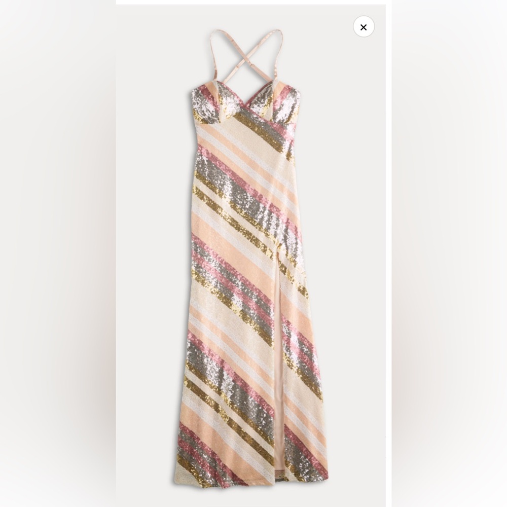 Striped Sequin Maxi Skirt in Blush and Metallics